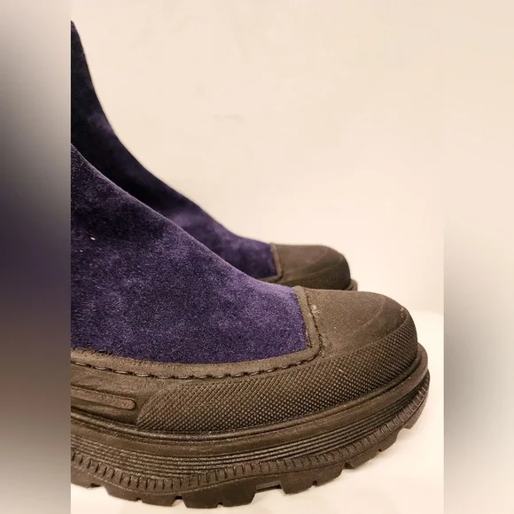 LIFE Women's Italian Blue & Black Suede Platform ChelseaBoots Size 6.5 /37 - Picture 9 of 14